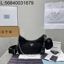[카타공장, kata공장] 프라다 리에디션 2005 리나일론 앤 사피아노 레더 백 참 블랙 22*12*6cm