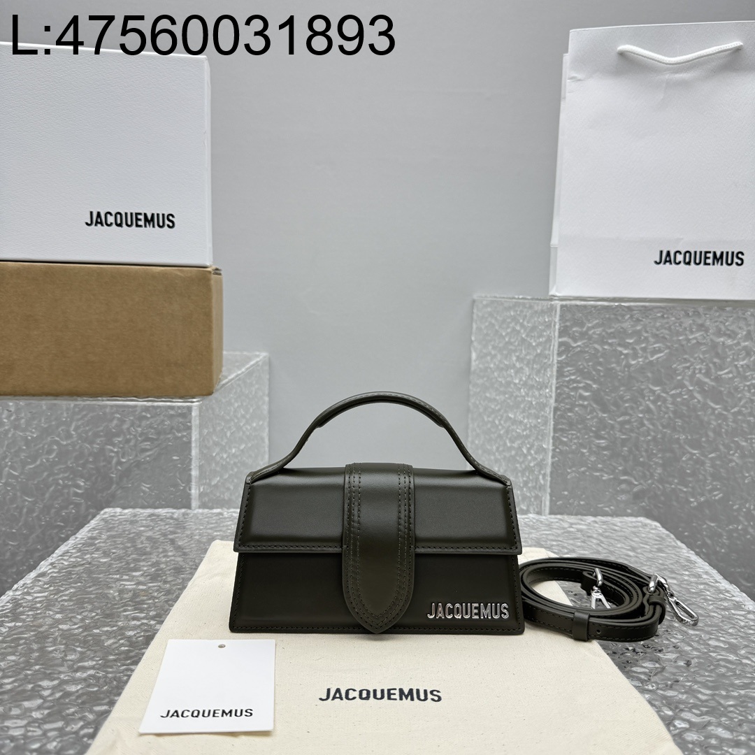 [카타공장, kata공장] 자크뮈스 밤비노 크로스바디 플랩백 다크 초록색 18*6*7cm 스몰 은장 레더