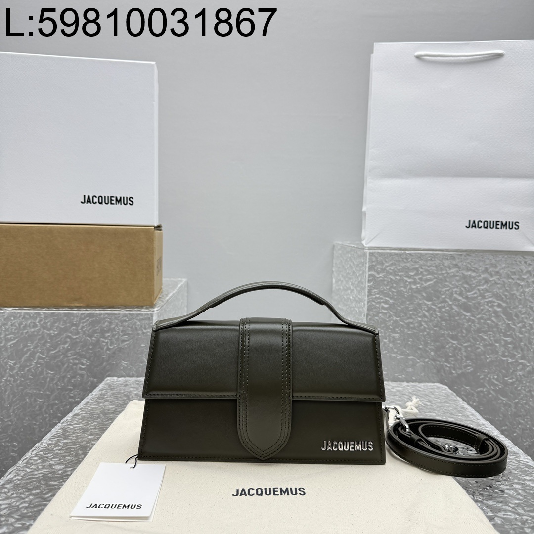 [카타공장, kata공장] 자크뮈스 밤비노 크로스바디 플랩백 다크 초록색 24*13*7cm 라지 은장 레더