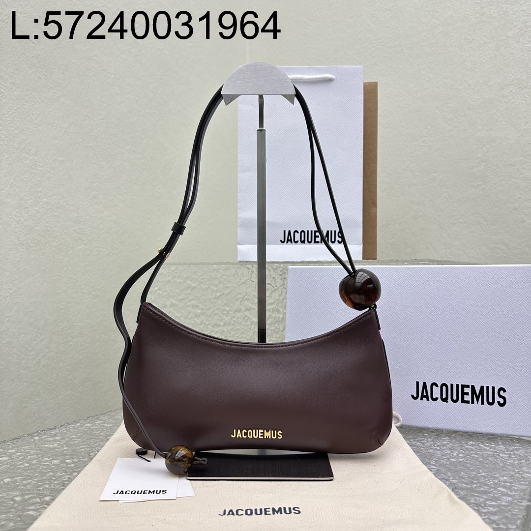 [카타공장, kata공장] 자크뮈스 르 비쥬 펄 비디드 숄더백 와인 27*10.5cm 금장 레더