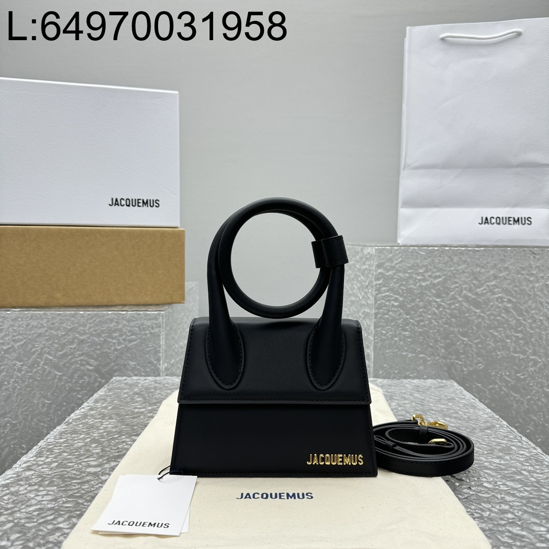 [카타공장, kata공장] 자크뮈스 르 치키토 노드 코일드 핸드백 블랙 18*15.5*8cm 금장 레더