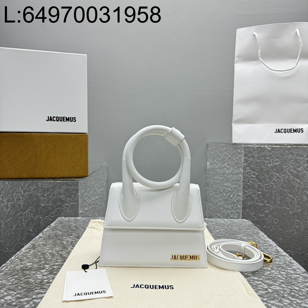 [카타공장, kata공장] 자크뮈스 르 치키토 노드 코일드 핸드백 화이트 18*15.5*8cm 금장 레더