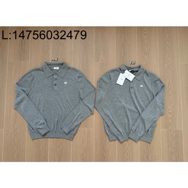 [얼리톰 셀러] 셀린느 파인 코튼 폴로 스웨터 미디움 그레이 폴로티 니트 / 긴팔티 / 웨이디안 주소 