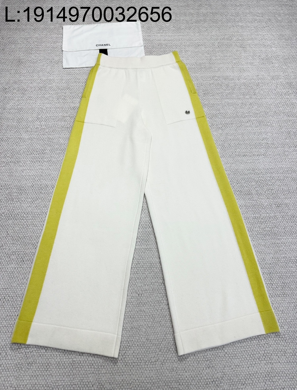 [타지아공장(tj공장) -여성전용] 샤넬 베이직 캐시미어 배색 팬츠 화이트