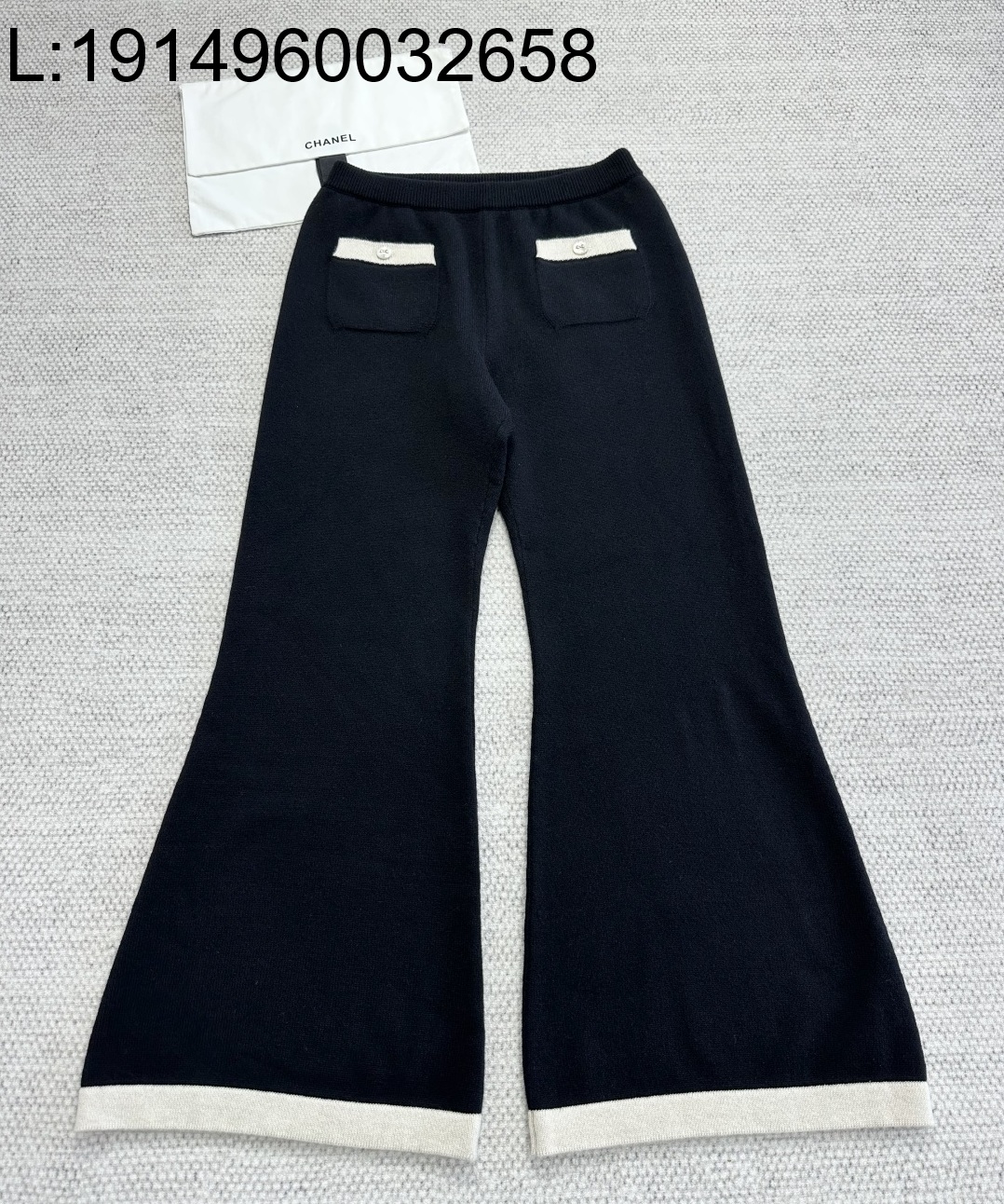 [타지아공장(tj공장) -여성전용] 샤넬 25K 캐시미어 배색 부츠컷 팬츠 블랙