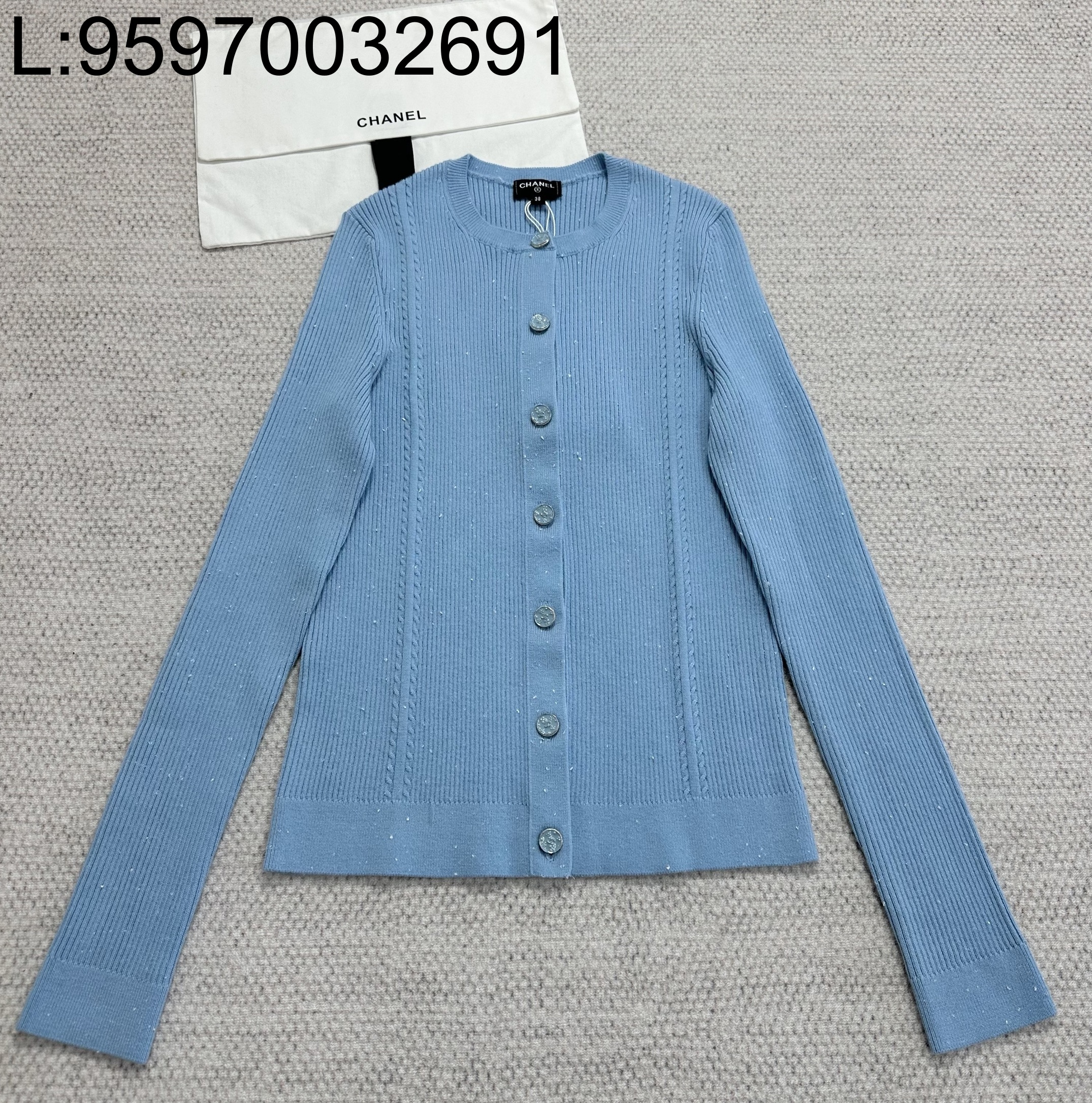 [타지아공장(tj공장) -여성전용] 샤넬 25B 울 자카드 단색 가디건 스카이 블루