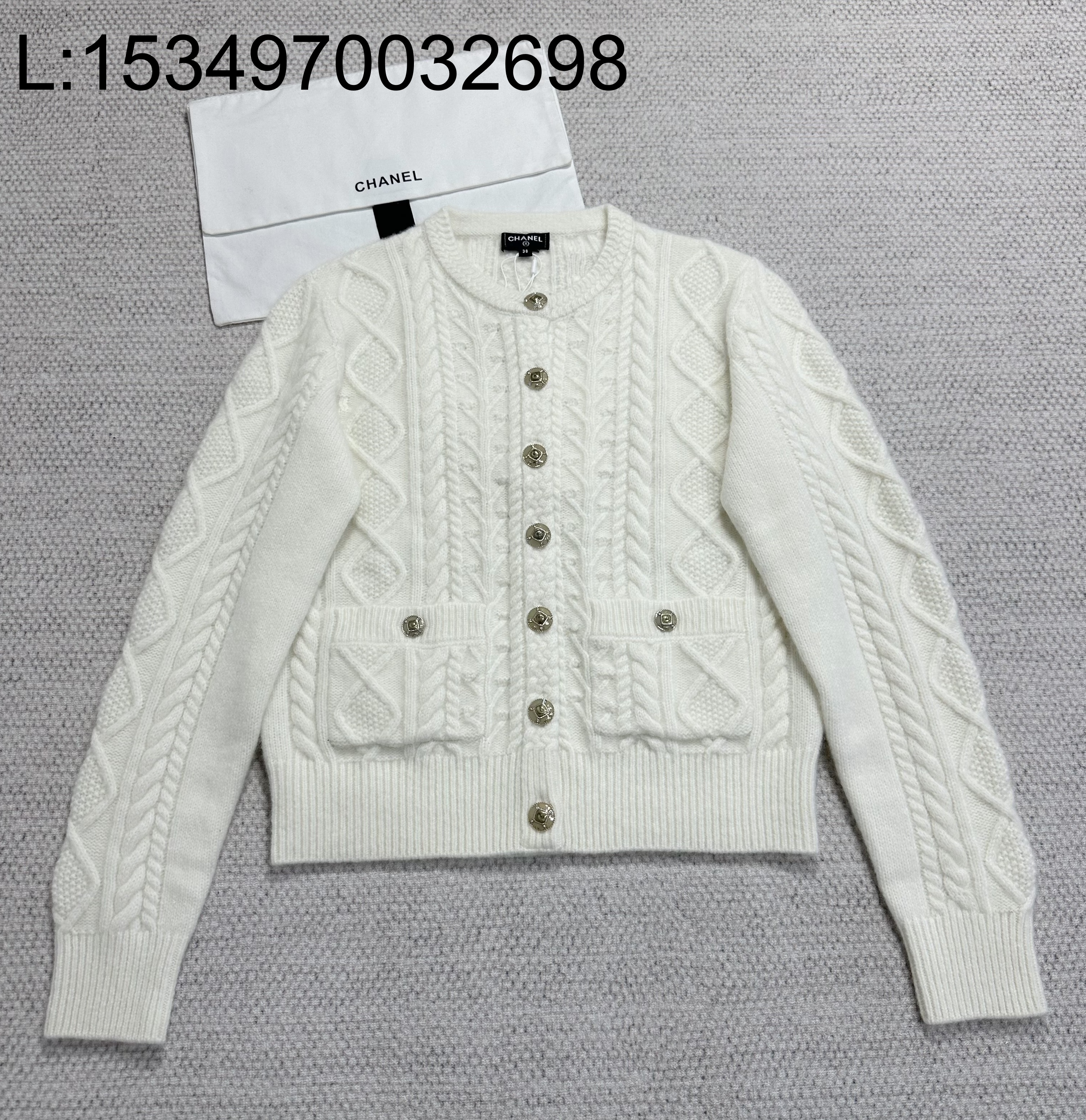 [타지아공장(tj공장) -여성전용] 샤넬 코코 neige 캐시미어 자카드 가디건 화이트