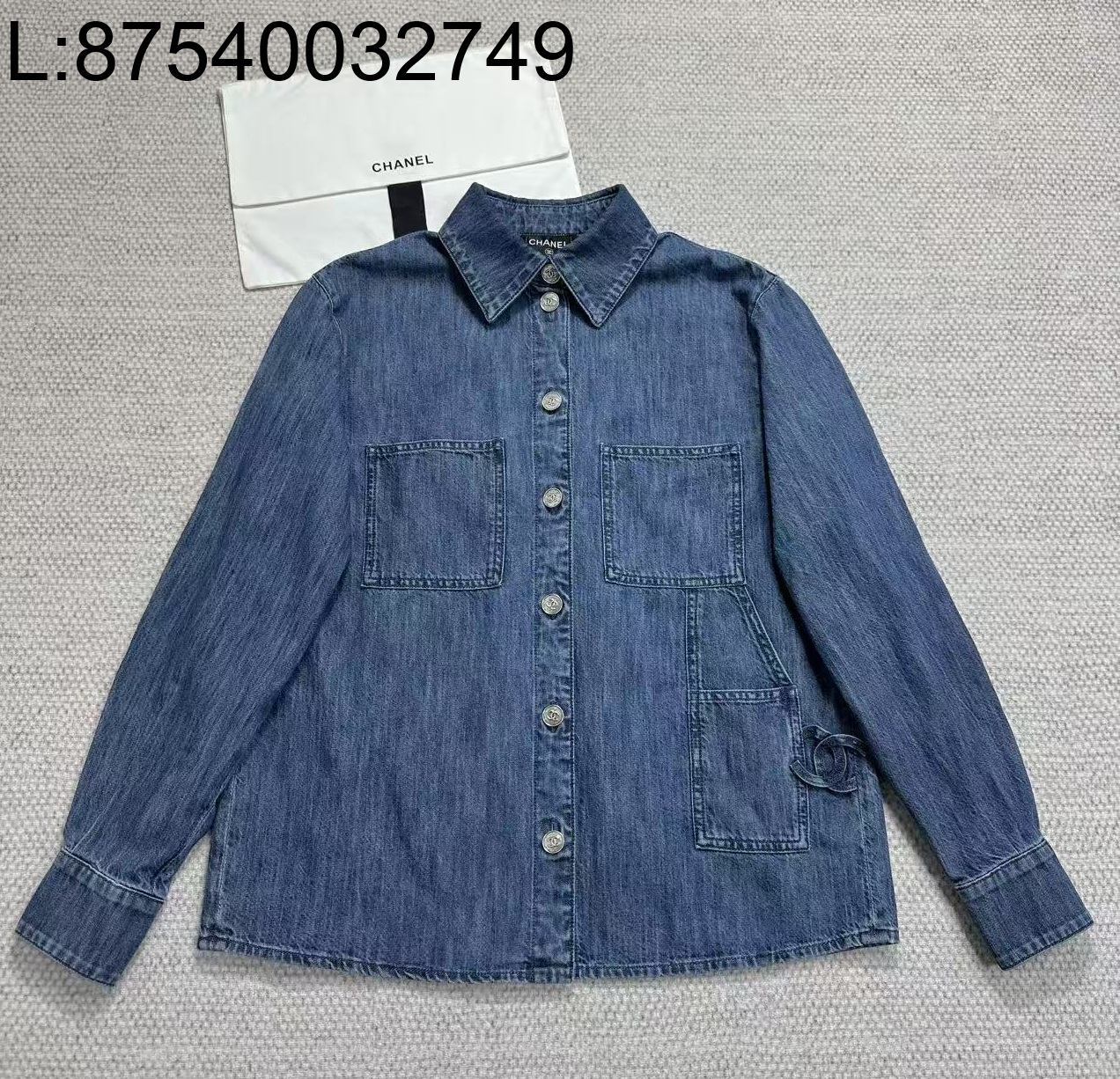 [타지아공장(tj공장) -여성전용] 샤넬 26P CC로고 데님 긴팔 셔츠 블루
