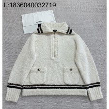 [타지아공장(tj공장) -여성전용] 샤넬 더블 포켓 하프집업 니트 화이트