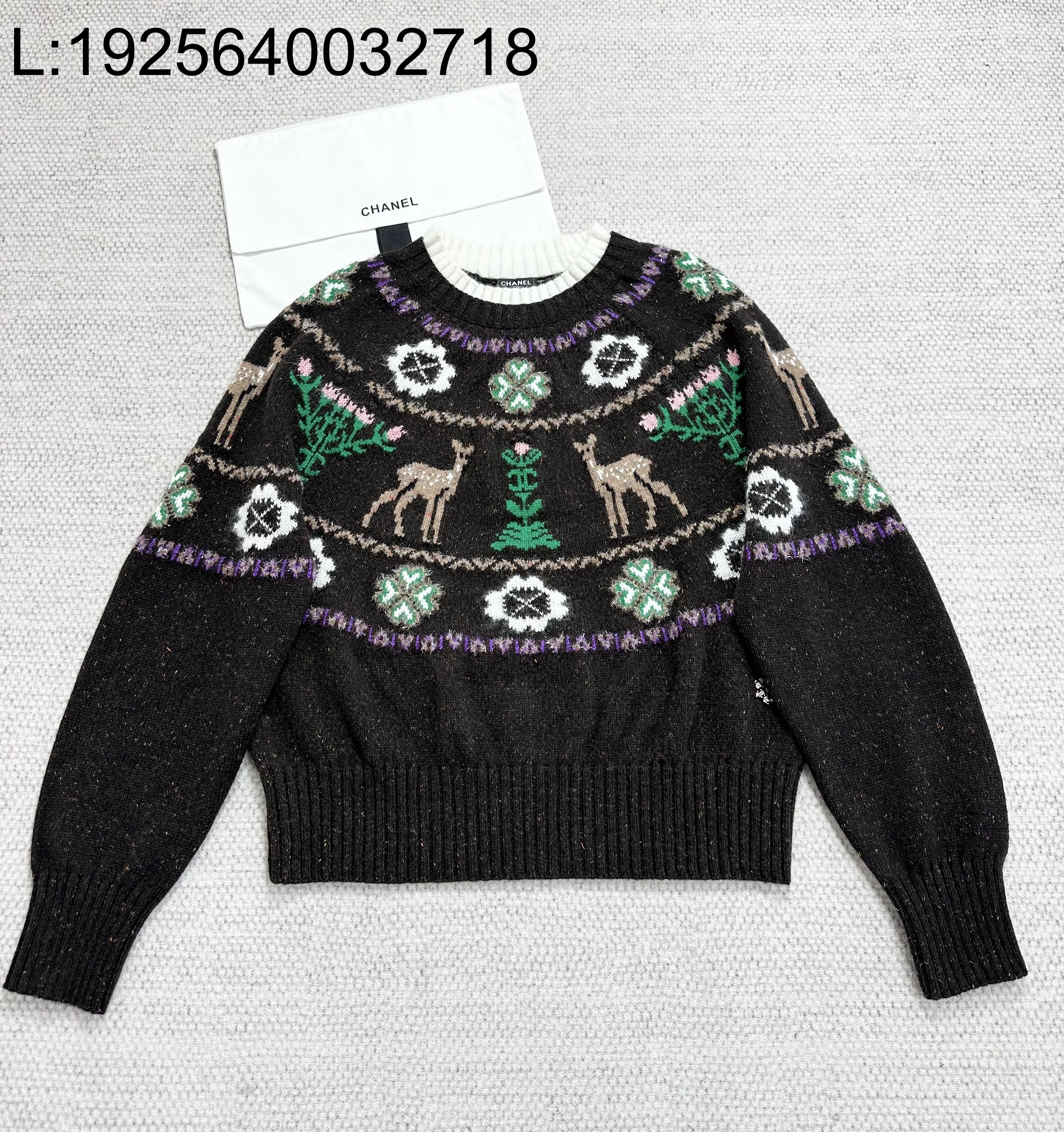 [타지아공장(tj공장) -여성전용] 샤넬 25N 사슴 자카드 니트 다크 브라운