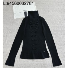 [타지아공장(tj공장) -여성전용] 샤넬 25K 울 하이넥 니트 나비매듭 블랙