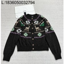 [타지아공장(tj공장) -여성전용] 샤넬 25N 사슴 자카드 캐시미어 가디건 다크 브라운