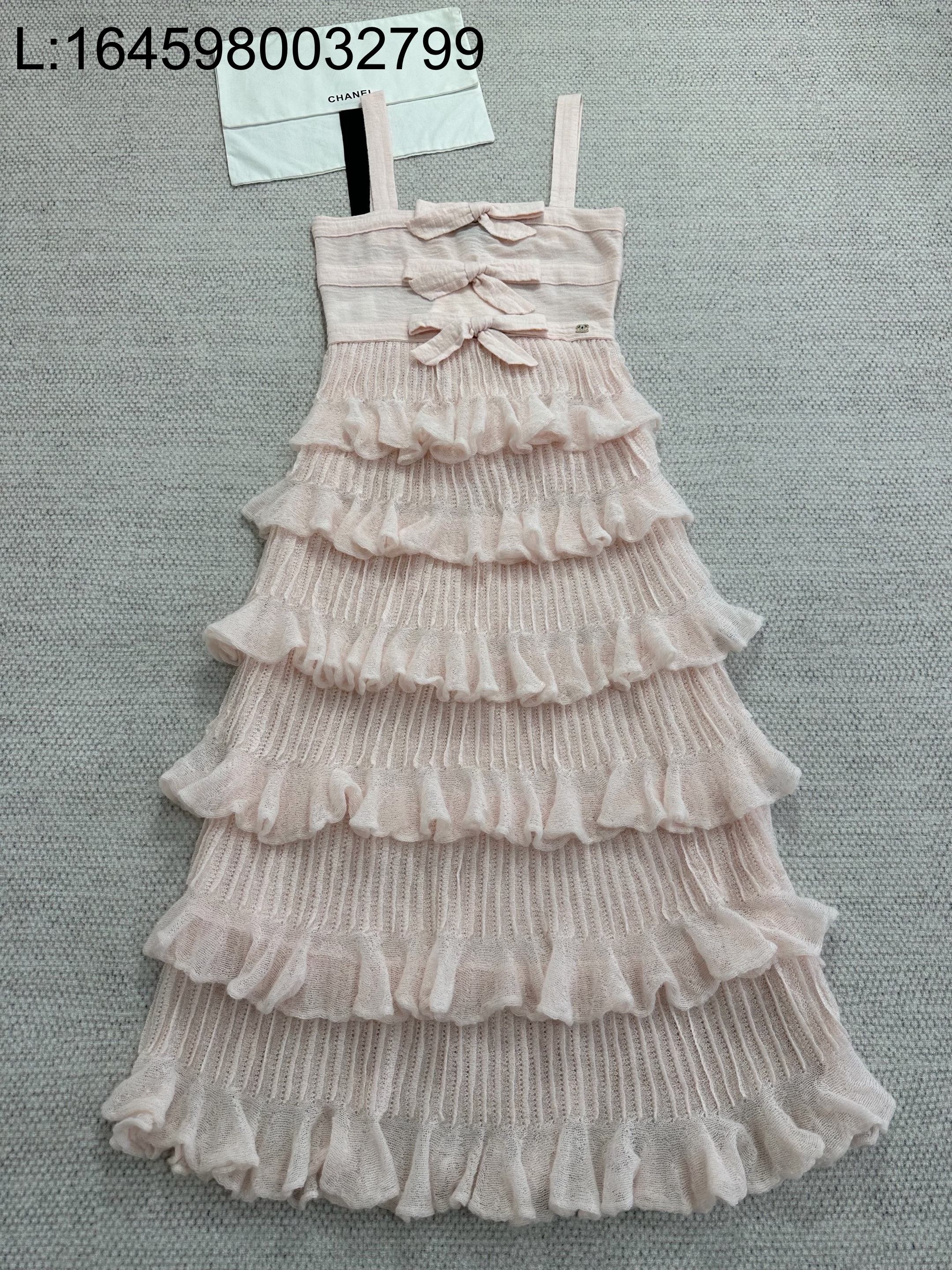 [타지아공장(tj공장) -여성전용] 샤넬 롱 티어드 니트 원피스 울 캉캉 원피스 연핑크