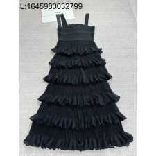 [타지아공장(tj공장) -여성전용] 샤넬 롱 티어드 니트 원피스 울 캉캉 원피스 블랙