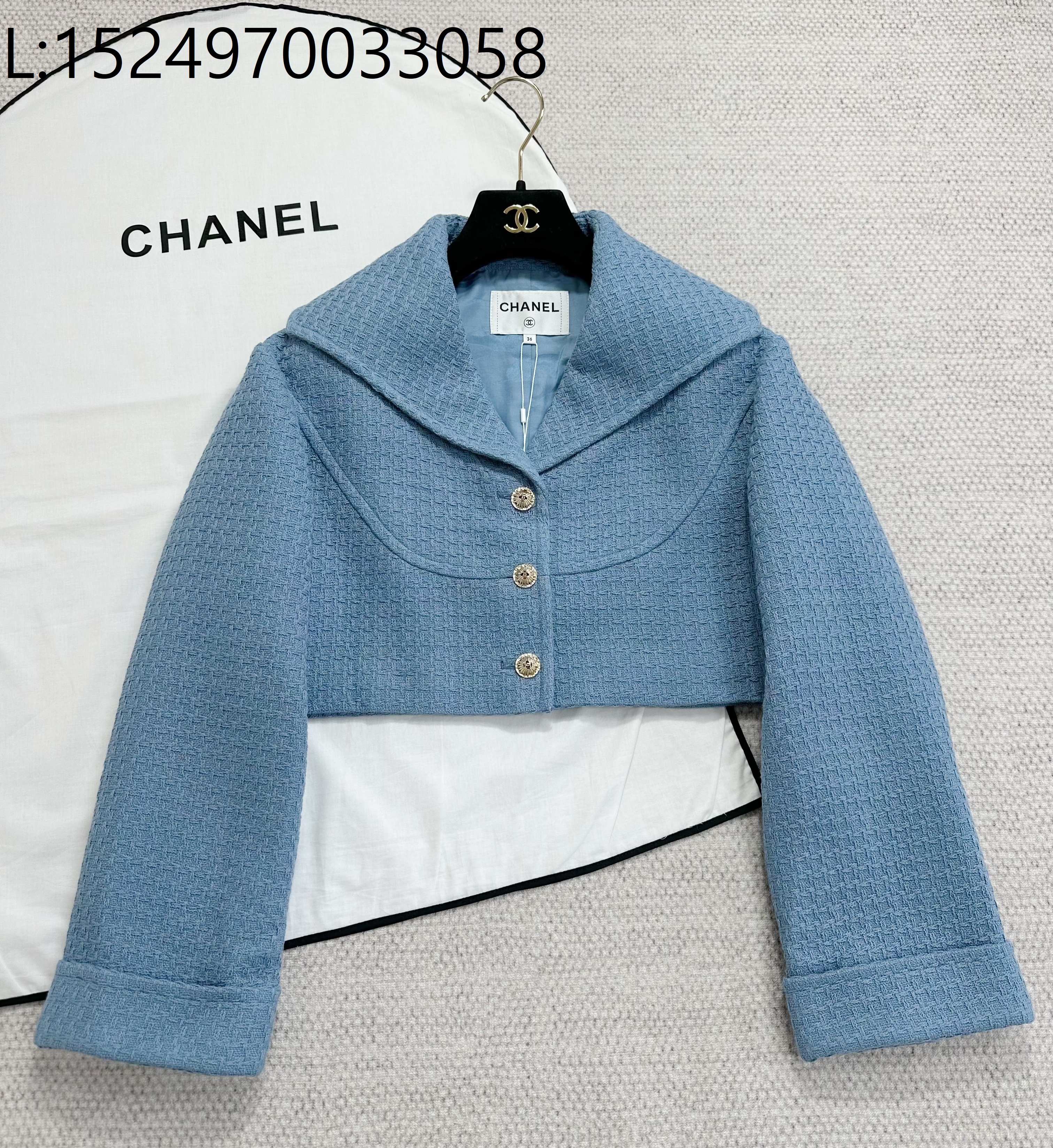 [타지아공장(tj공장) -여성전용] 샤넬 빅 카라 자켓 숏 자켓 블루