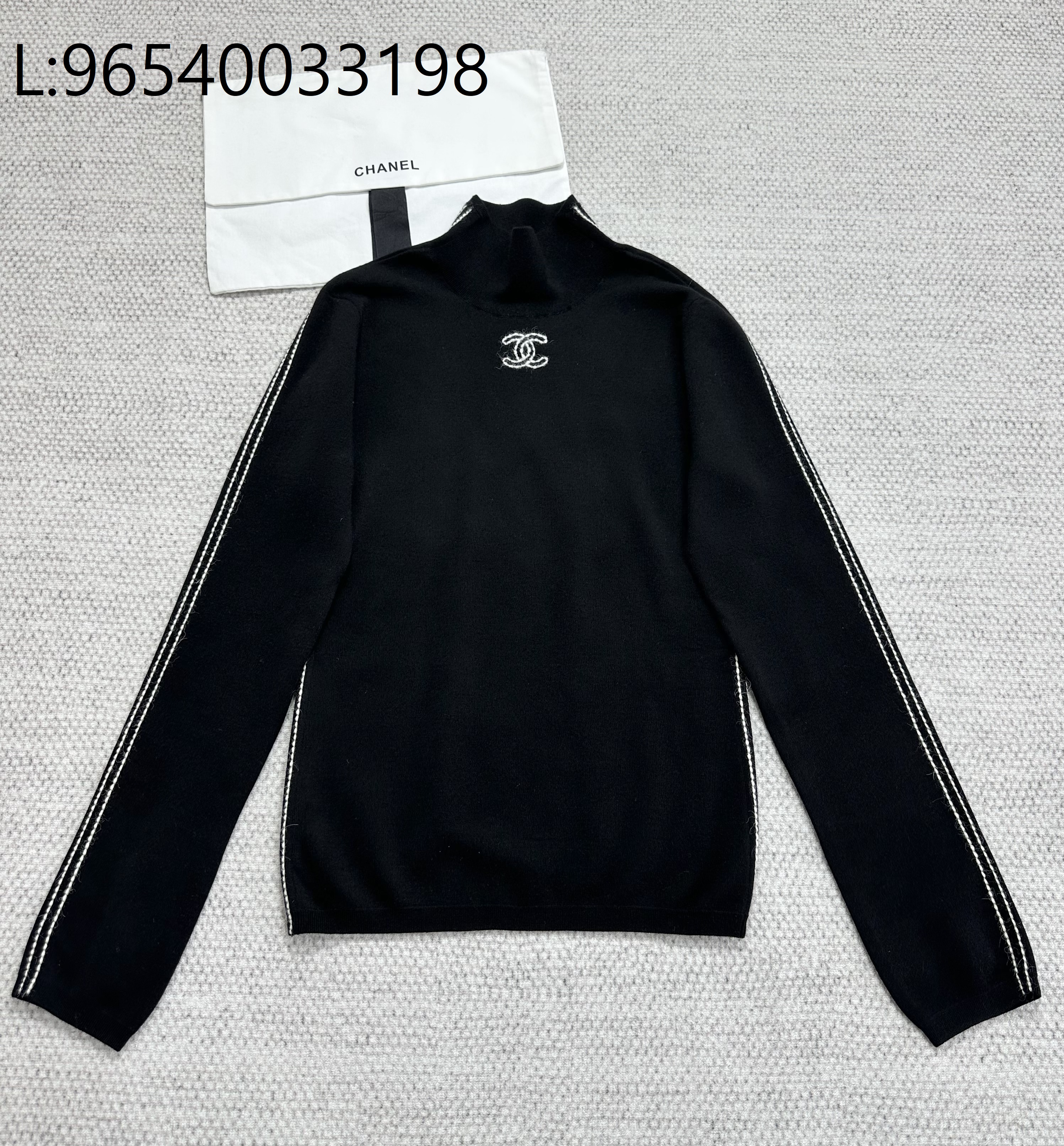 [타지아공장(tj공장) -여성전용] 샤넬 CC로고 반하이넥 울 니트 블랙