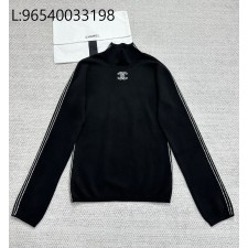 [타지아공장(tj공장) -여성전용] 샤넬 CC로고 반하이넥 울 니트 블랙