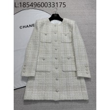 [타지아공장(tj공장) -여성전용] 샤넬 25K 트위드 체크 롱 자켓 코트 베이지