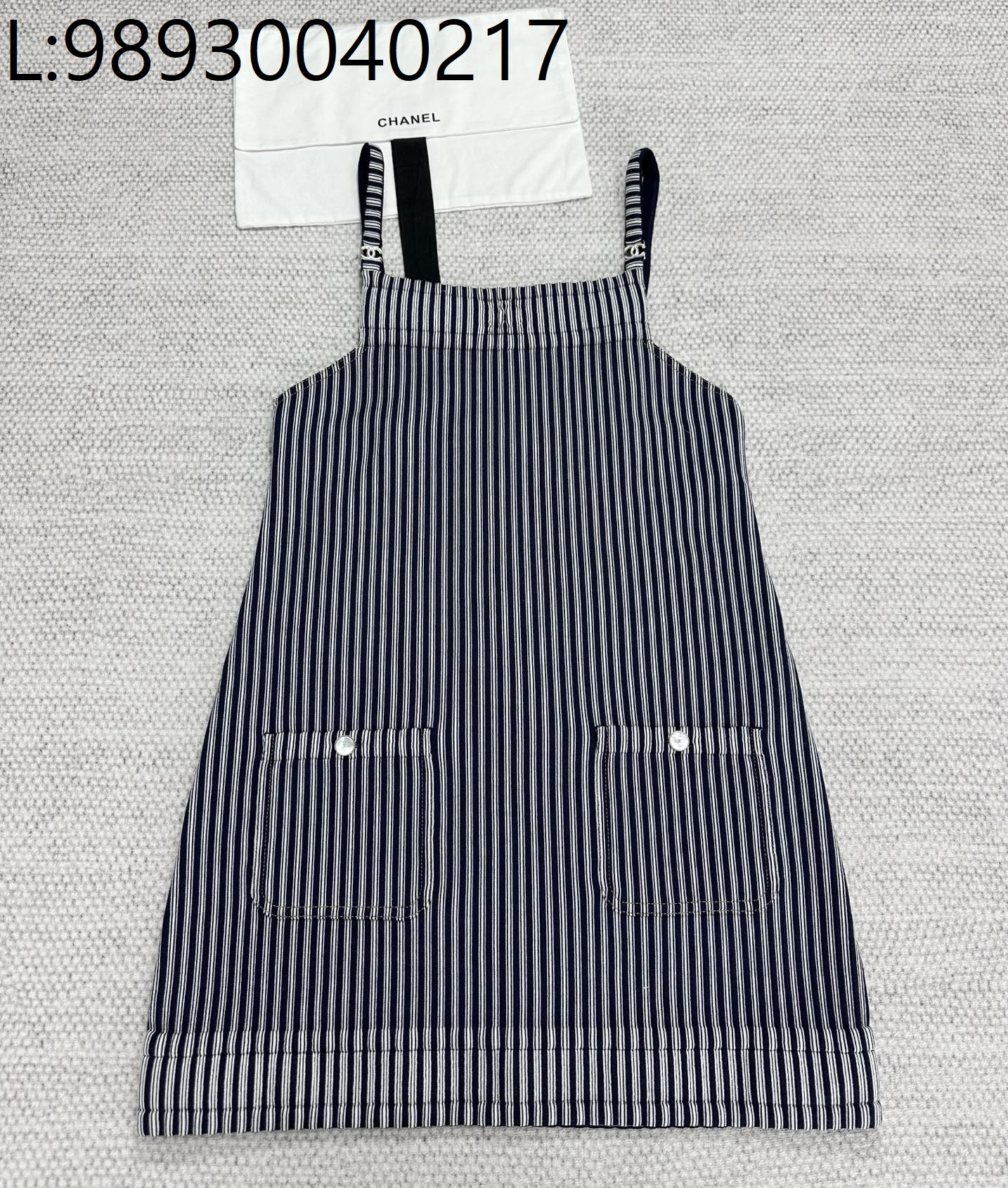 [타지아공장(tj공장) -여성전용] 샤넬 흑백 스트라이트 끈 원피스