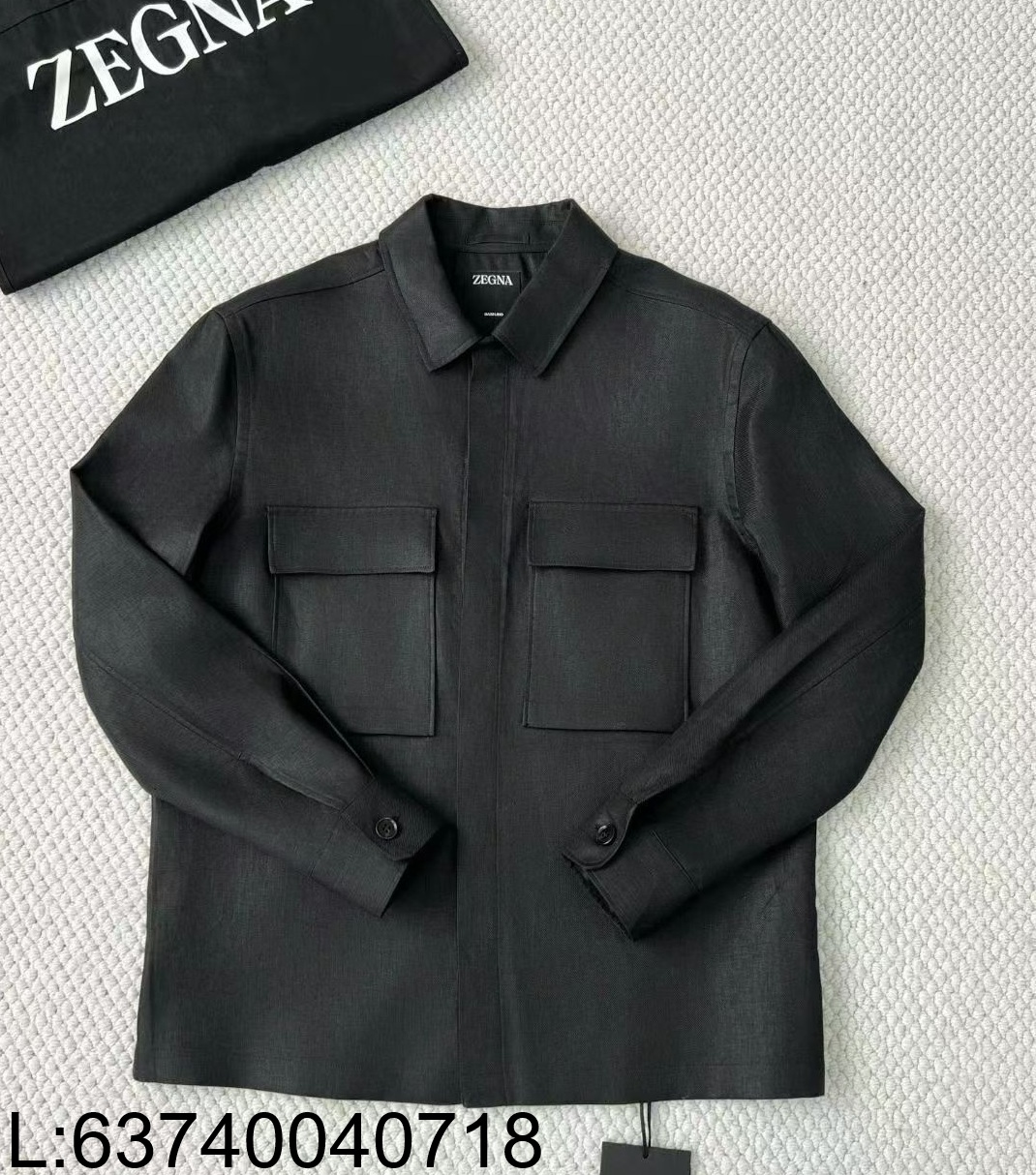 [LC공장] 제냐 더블 포켓 순색 아마 셔츠 자켓 블랙