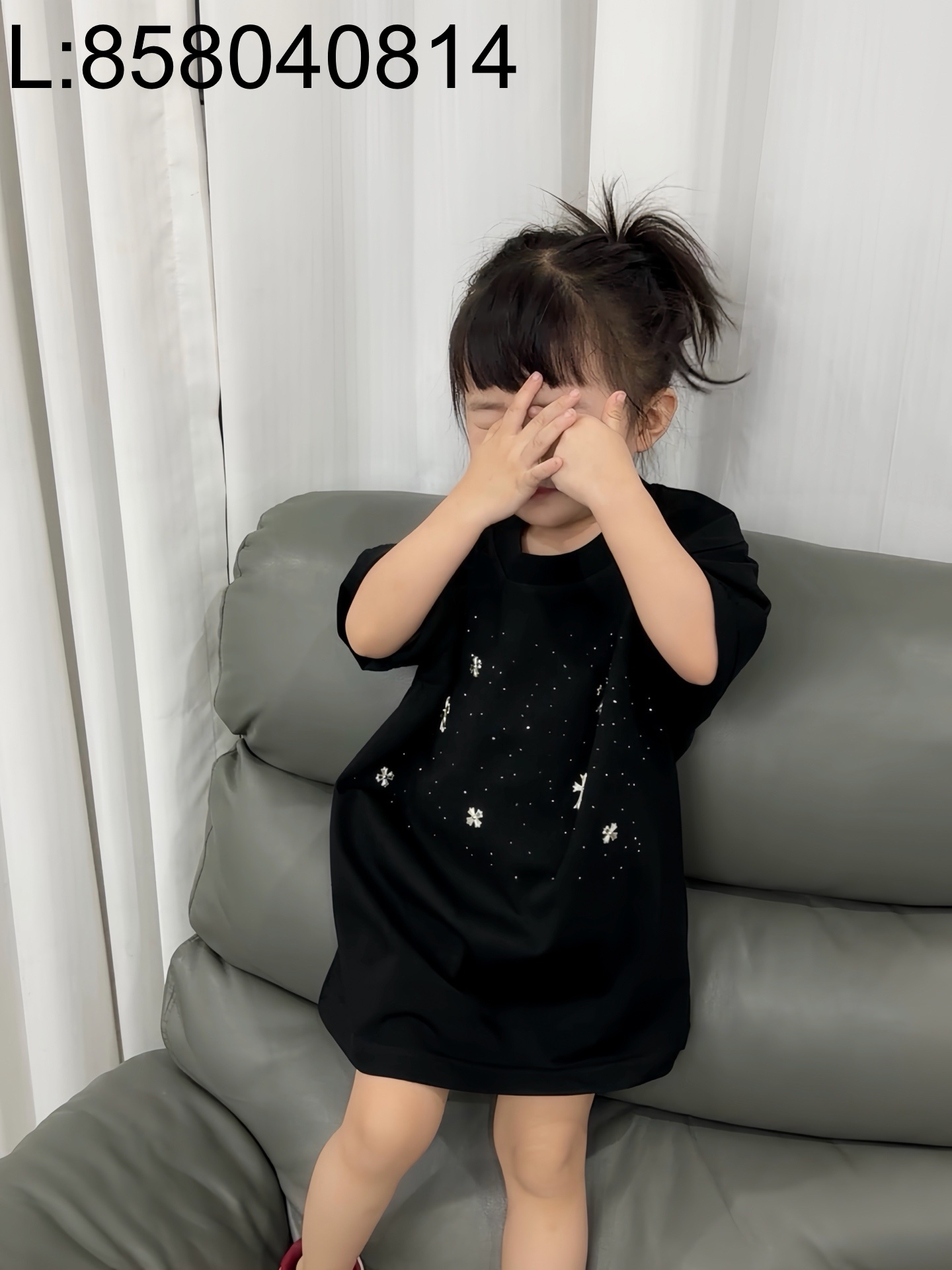 [AC아동복] 크롬하츠 큐빅 십자가 반팔티 블랙