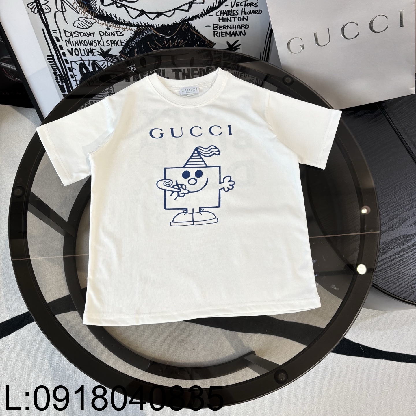 [AC아동복] 구찌 블루 모노그램 스웨어 만화 프린트 반팔티 