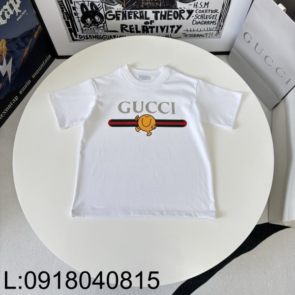 [AC아동복] 구찌 모노그램 옐로우 동그라미 만화 프린트 반팔티 화이트