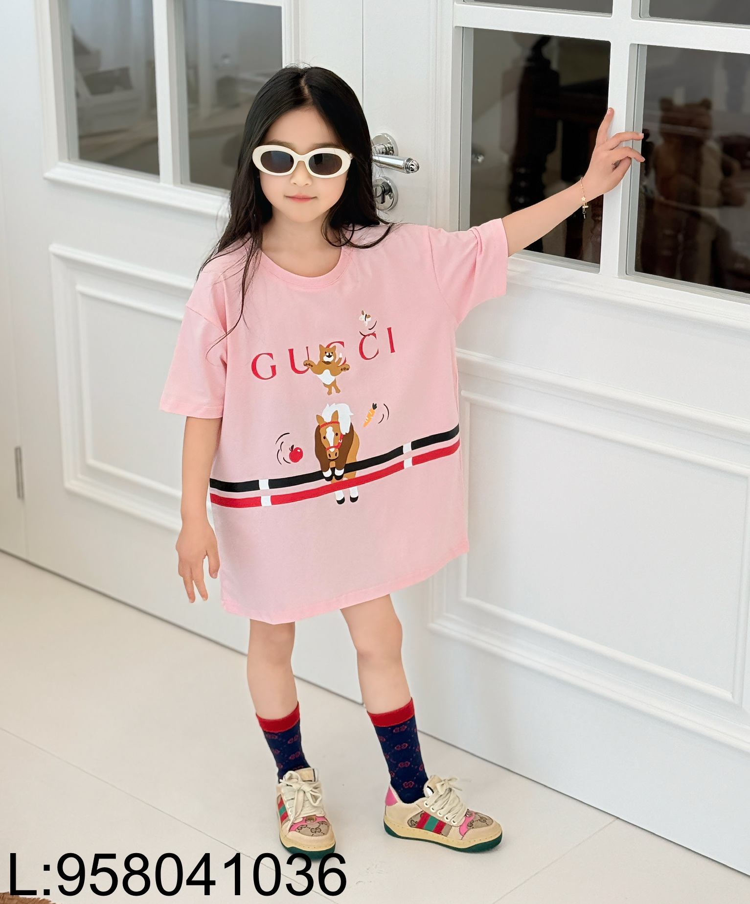 [AC아동복] 구찌 동물 소 반팔티 핑크