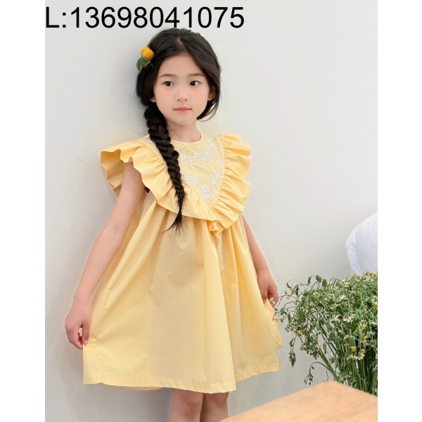 [AC아동복] 끌로에 CHLOE 코튼 프릴 주름 디자인 원피스 옐로우