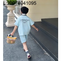 [AC아동복] 지방시 뒷면 점보 모노그램 프린트 세트 반팔티 반바지 스카이 블루