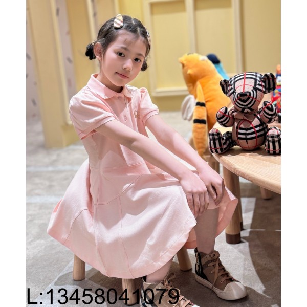 [AC아동복] 버버리 승마 자수 카라 원피스 핑크