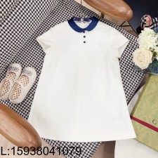 [AC아동복] 구찌 GG로고 자카드 다크 블루 카라 원피스 화이트
