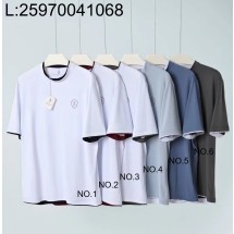 [LC공장] 브루넬로쿠치넬리 로고 배색 페이크 레이어링 크루넥 반팔티 6컬러