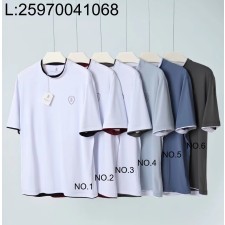 [LC공장] 브루넬로쿠치넬리 로고 배색 페이크 레이어링 크루넥 반팔티 6컬러