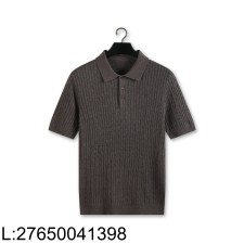 [YD공장] 로로피아나 자카드 니트 반팔 폴로 카라티 반팔티 다크 브라운