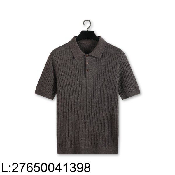 [YD공장] 로로피아나 자카드 니트 반팔 폴로 카라티 반팔티 다크 브라운