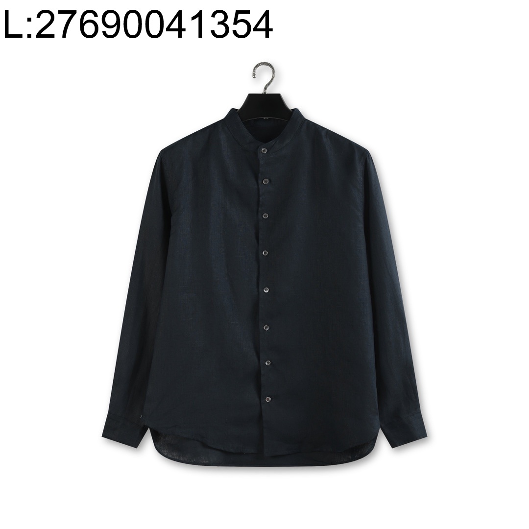 [YD공장] 로로피아나 엘리아 아마 노칼라 긴팔 셔츠 블랙