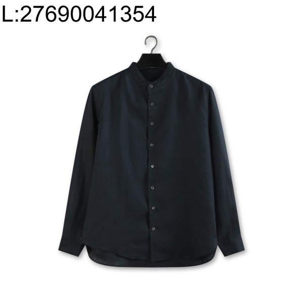 [YD공장] 로로피아나 엘리아 아마 노칼라 긴팔 셔츠 블랙