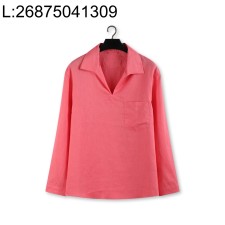 [YD공장] 제냐 오아시 리노 아마 브이넥 카라 긴팔티 레드