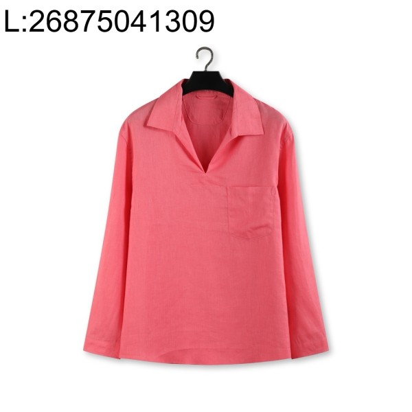 [YD공장] 제냐 오아시 리노 아마 브이넥 카라 긴팔티 레드