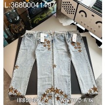 V공장 크롬하츠 표문 별 청바지 라이트 그레이