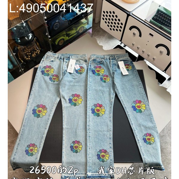 V공장 크롬하츠 무라카미 타카시 큐빅 꽃 청바지 라이트 블루