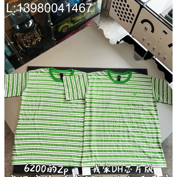 V공장 크롬하츠 십자가 스트라이프 반팔티 그린