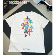 V공장 크롬하츠 멀티컬러 십자가 프린트 반팔티 화이트