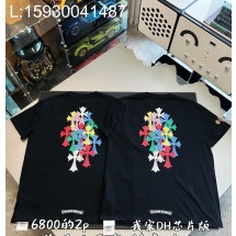 V공장 크롬하츠 멀티컬러 십자가 프린트 반팔티 블랙