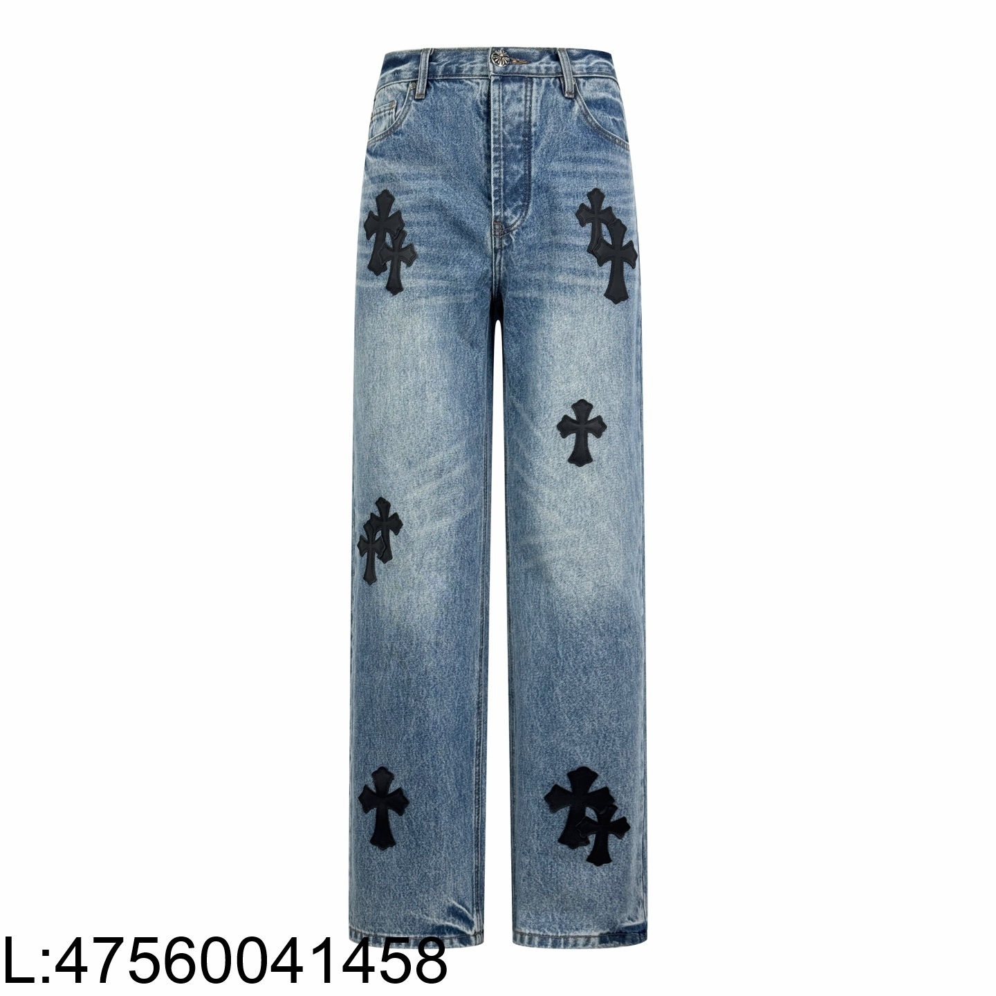[잔디집2] 크롬하츠 블랙 십자가 워싱 청바지 라이트 블루