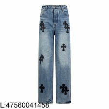 [잔디집2] 크롬하츠 블랙 십자가 워싱 청바지 라이트 블루