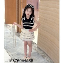 [AC아동복] 셀린느 스트라이프 반팔 니트 디올 스커트 세트