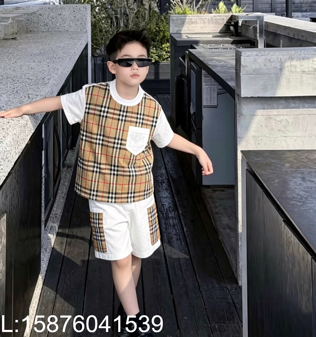 [AC아동복] 버버리 체크 이음 반팔티 반바지 세트