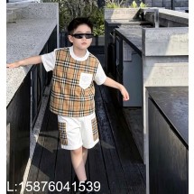 [AC아동복] 버버리 체크 이음 반팔티 반바지 세트